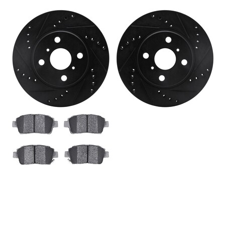 Dynamic Friction Co 8302-76121, Rotors-Drilled and Slotted-Black with 3000 Series Ceramic Brake Pads, Zinc Coated 8302-76121
